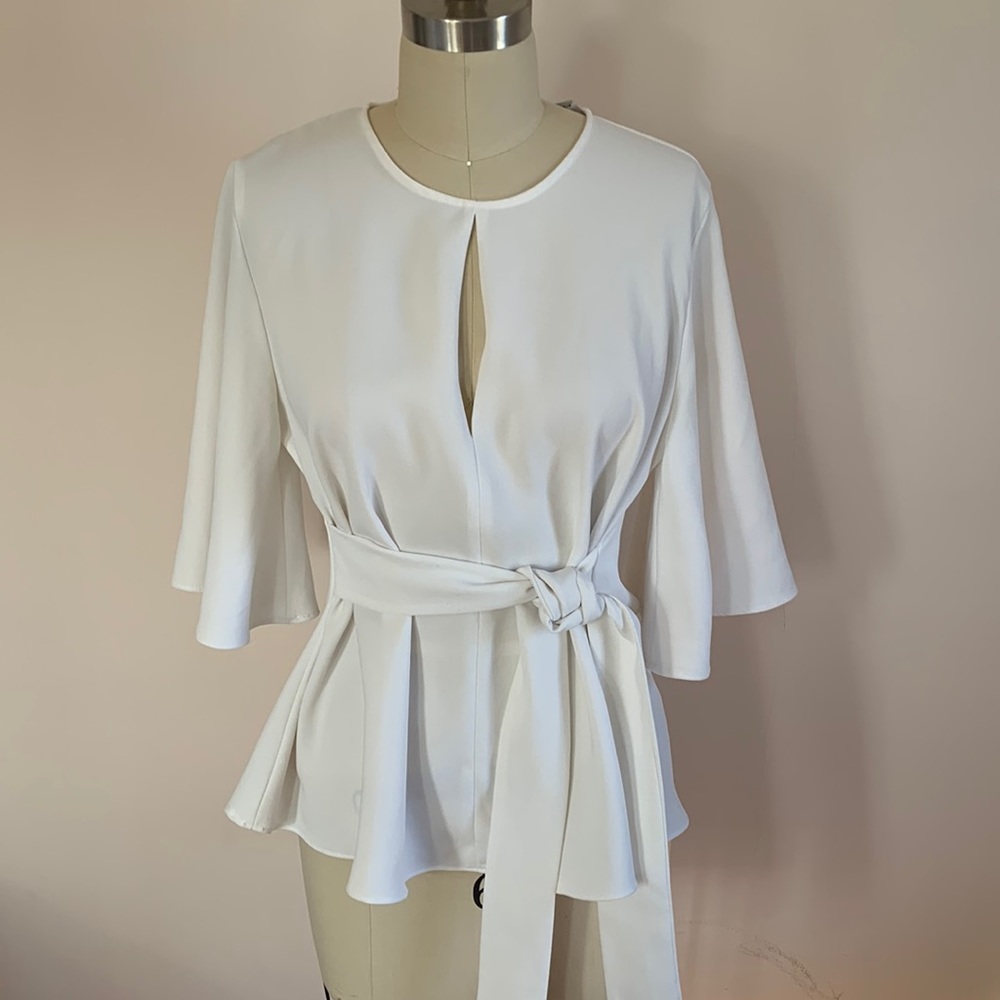 Zara white tie blouse